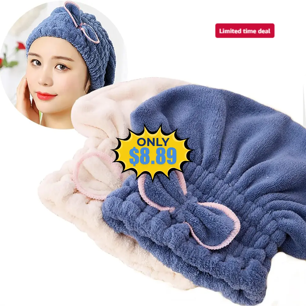 Jseng 2PC Microfiber Hair Drying Caps Deal: Save 42%