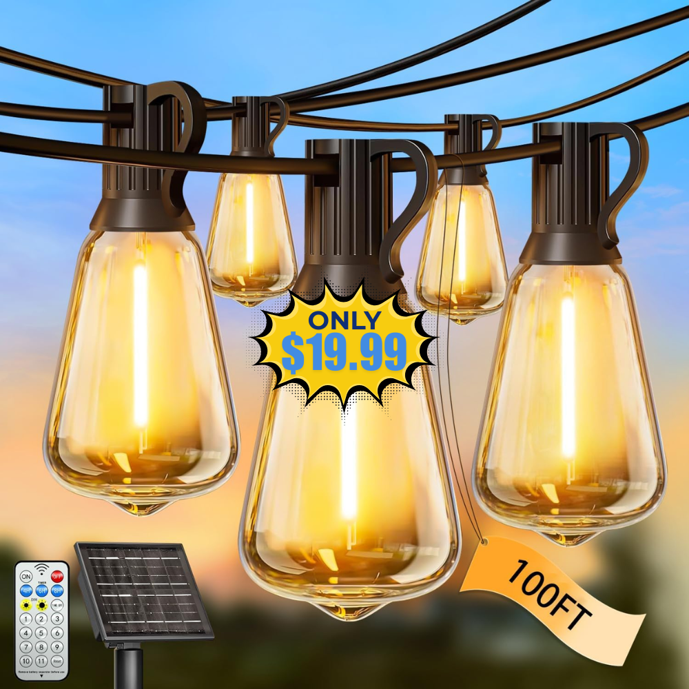100FT Solar String Lights Outdoor Deal: Save with Promo Code
