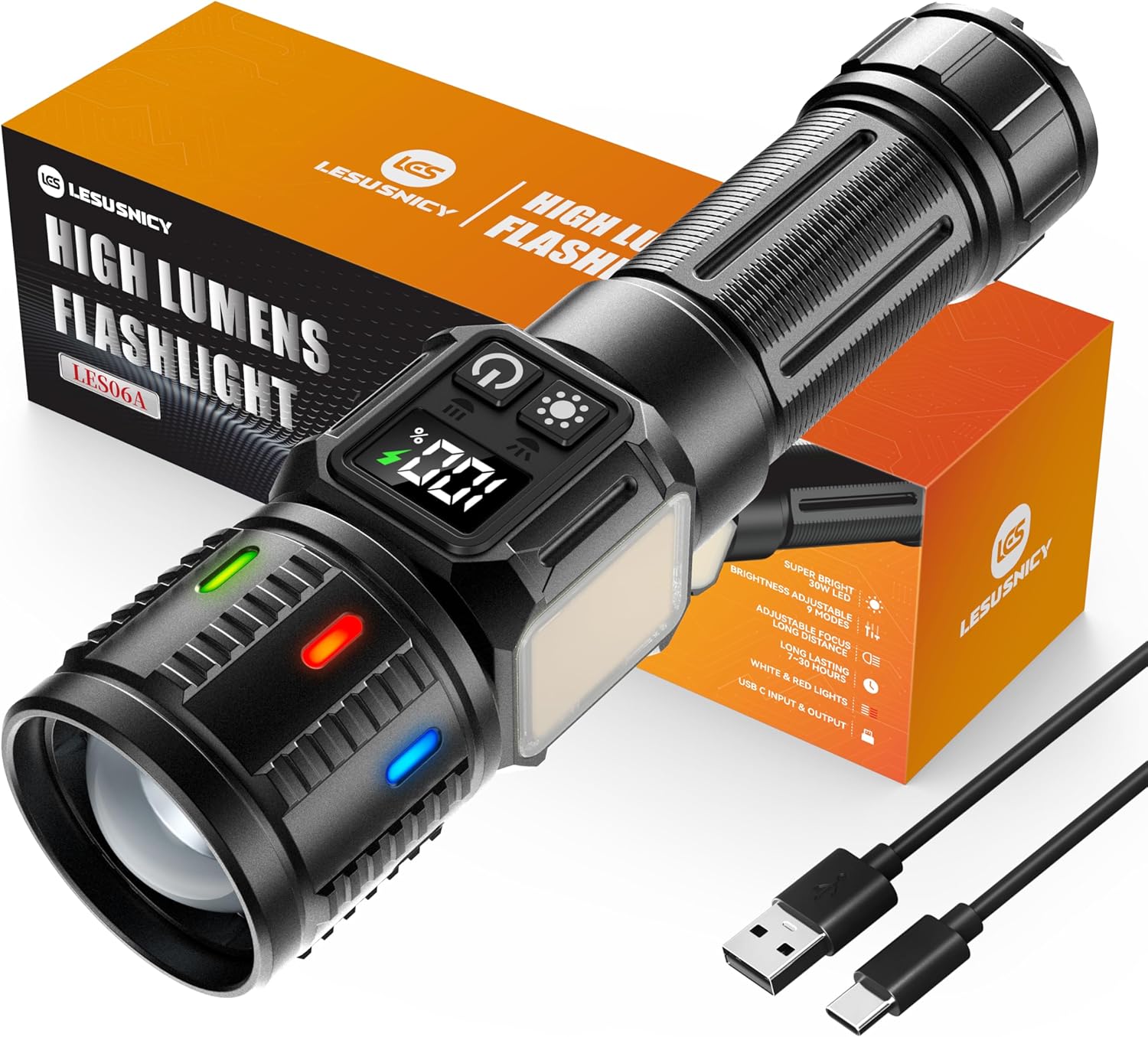 lesusnicy Rechargeable Flashlights High Lumens 100,000, Supe deal at Amazon