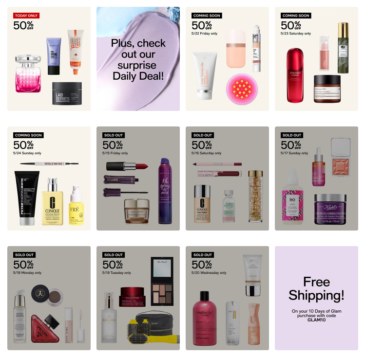 Macy’s 10 Days of Glam Cosmetic Sale: 50% Off