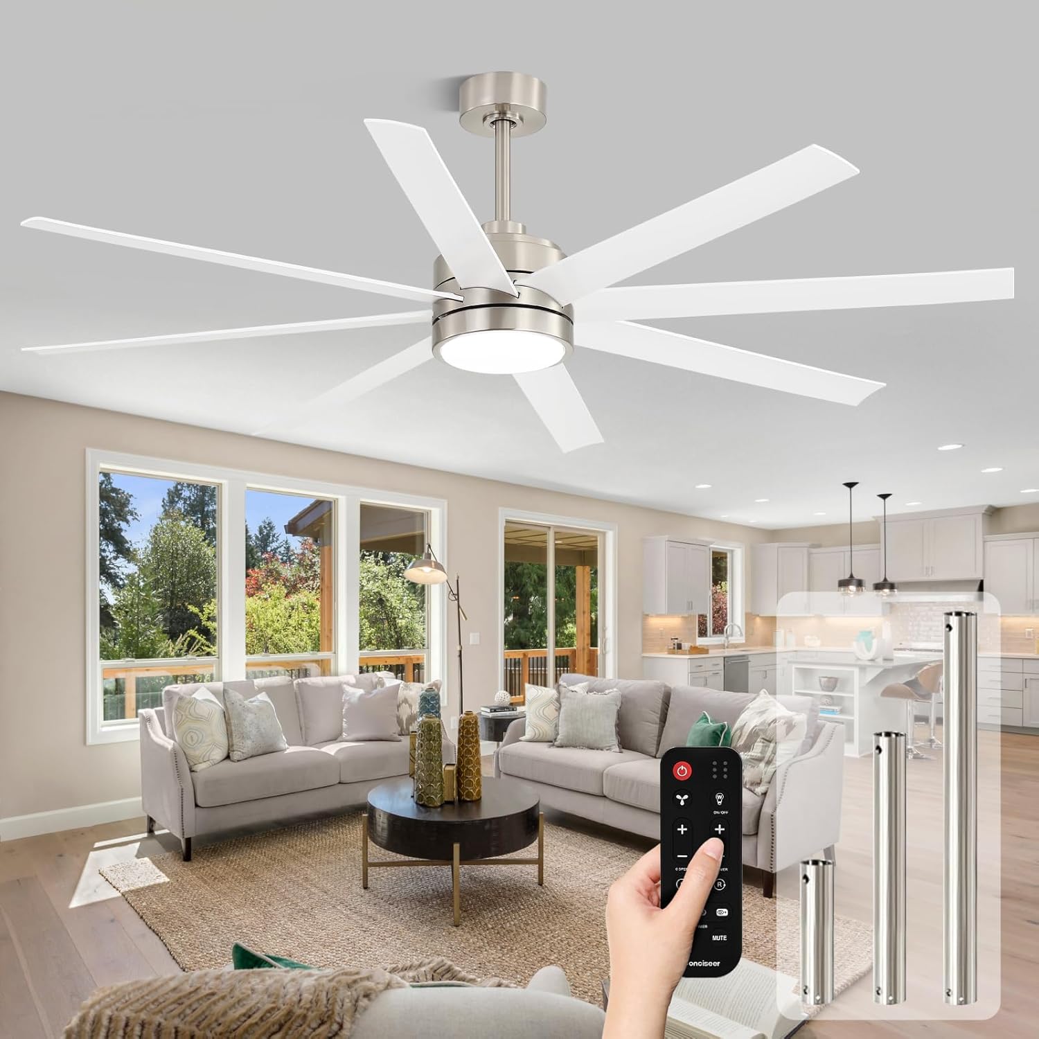 Conciseer 72 Inch Ceiling Fans with Lights and Remote for Be deal at Amazon