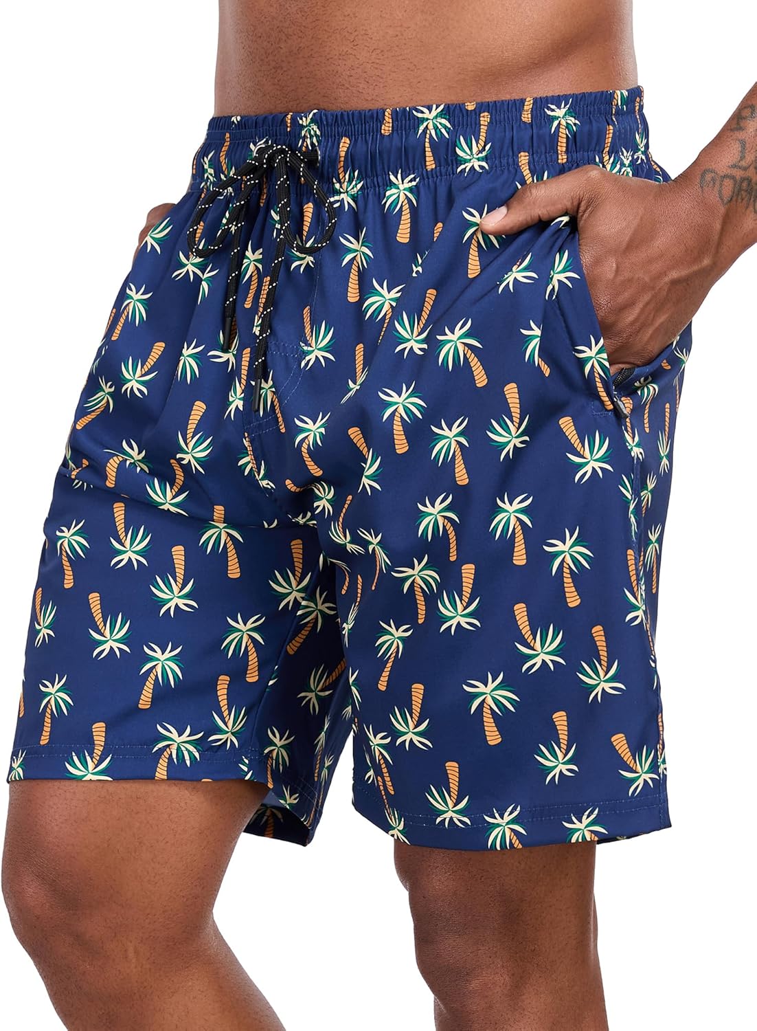 Flytop Men's Swim Trunks in Palm Trees Blue on Amazon