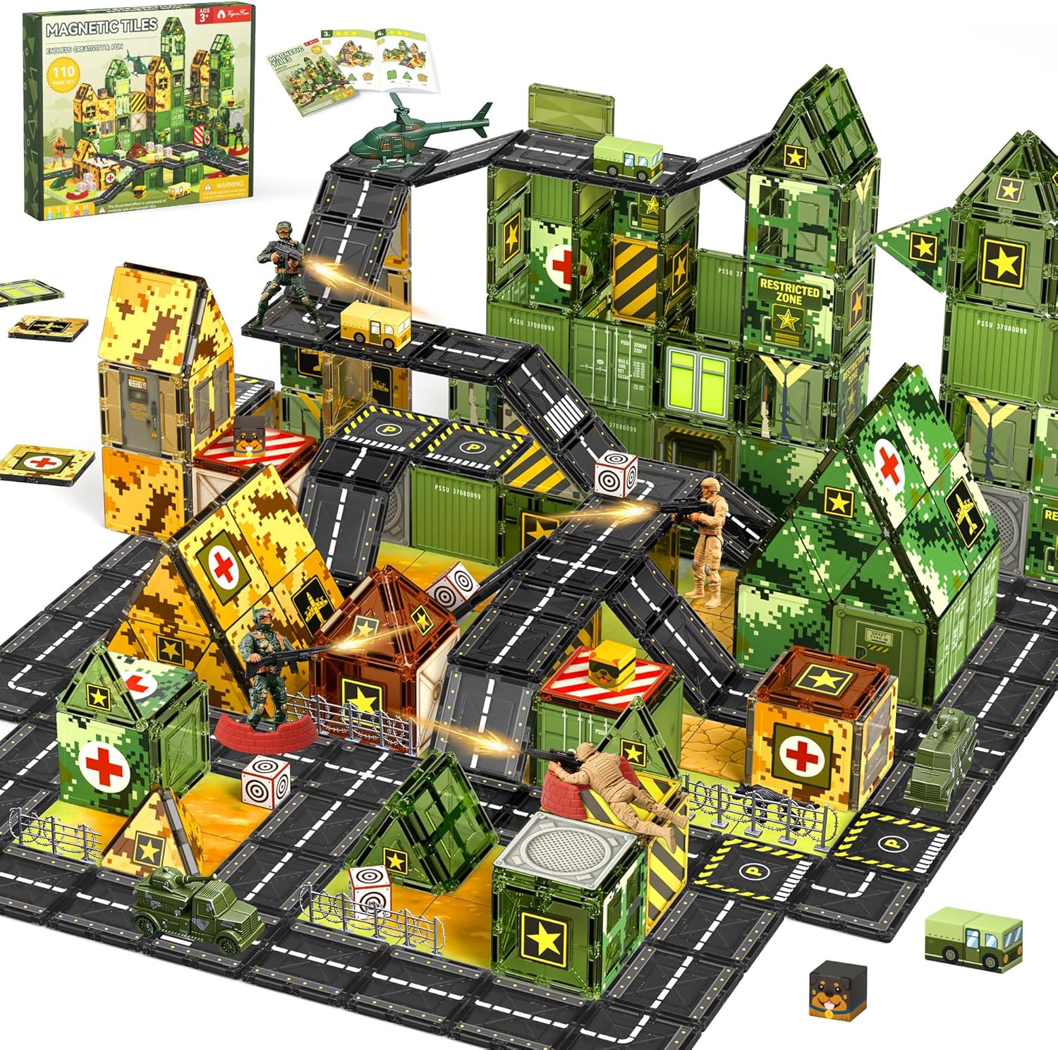 VigorFun Army Magnetic Tiles Building Toys Set for Kids Ages deal at Amazon