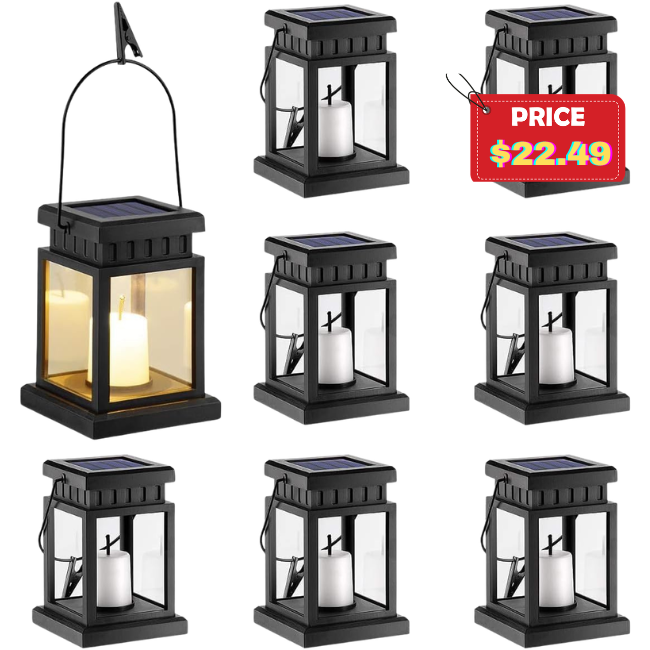8 Pack Solar Hanging Lantern Deal: Save 50%