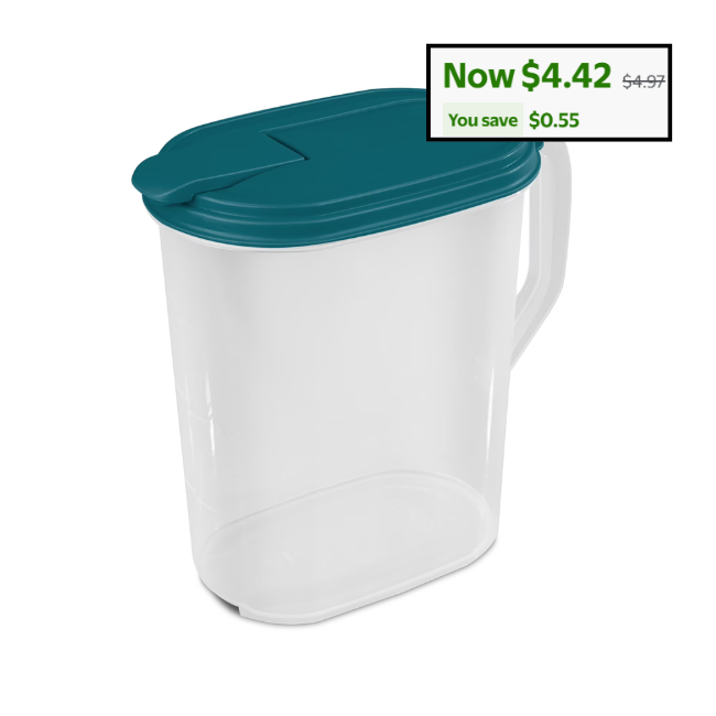 Oval Pitcher with Flip-Top Spout for only $4.42 at Walmart