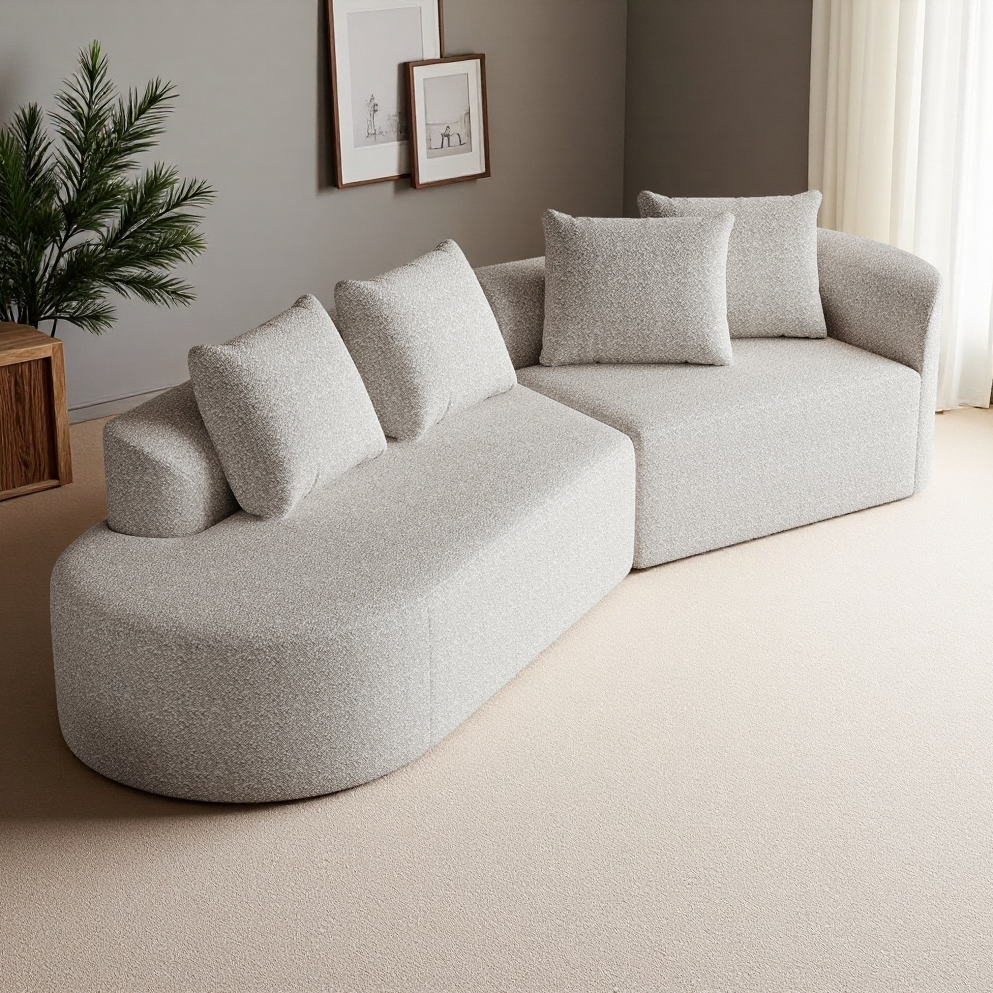 Latitude Run 134″ Modern Curved Upholstered Sofa Deal at Wayfair: Save Unknown