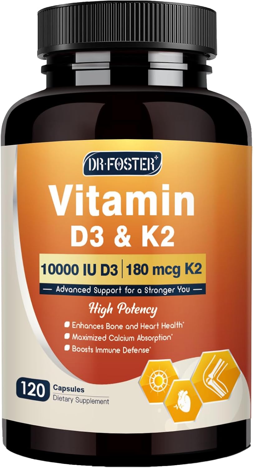 DRFOSTER Vitamin D3 K2, 10000 IU Vitamin D3 Plus 180 mcg of deal at Amazon