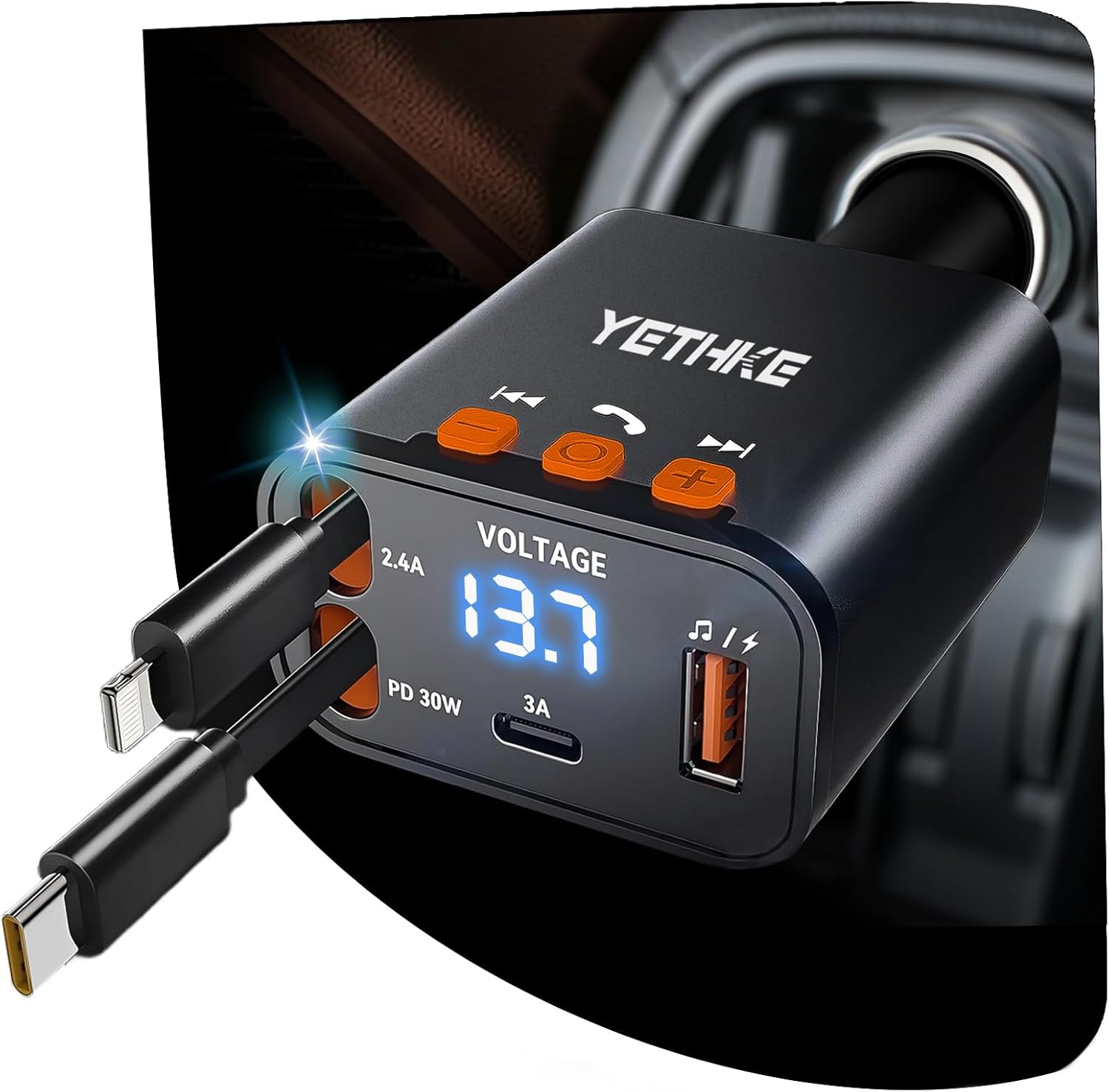 Bluetooth Car Adapter with Retractable Charger on Amazon