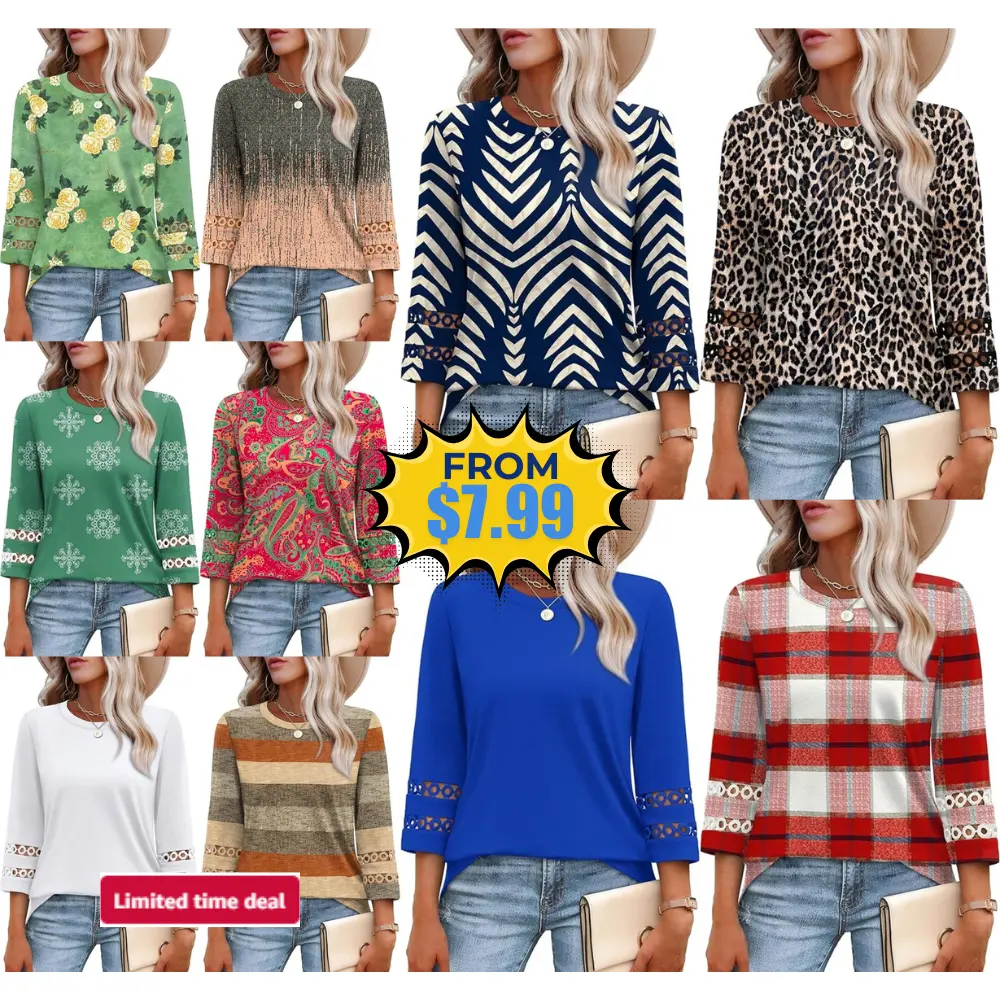 XIEERDUO Womens 3/4 Length Sleeve Tops Deal: Save 20%