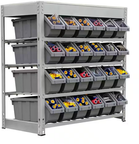 KING'S RACK Gray 4-Tier Bin Storage System at Home Depot