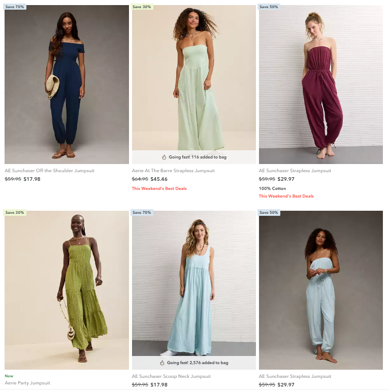 Jumpsuits Sale at American Eagle: Save 70%