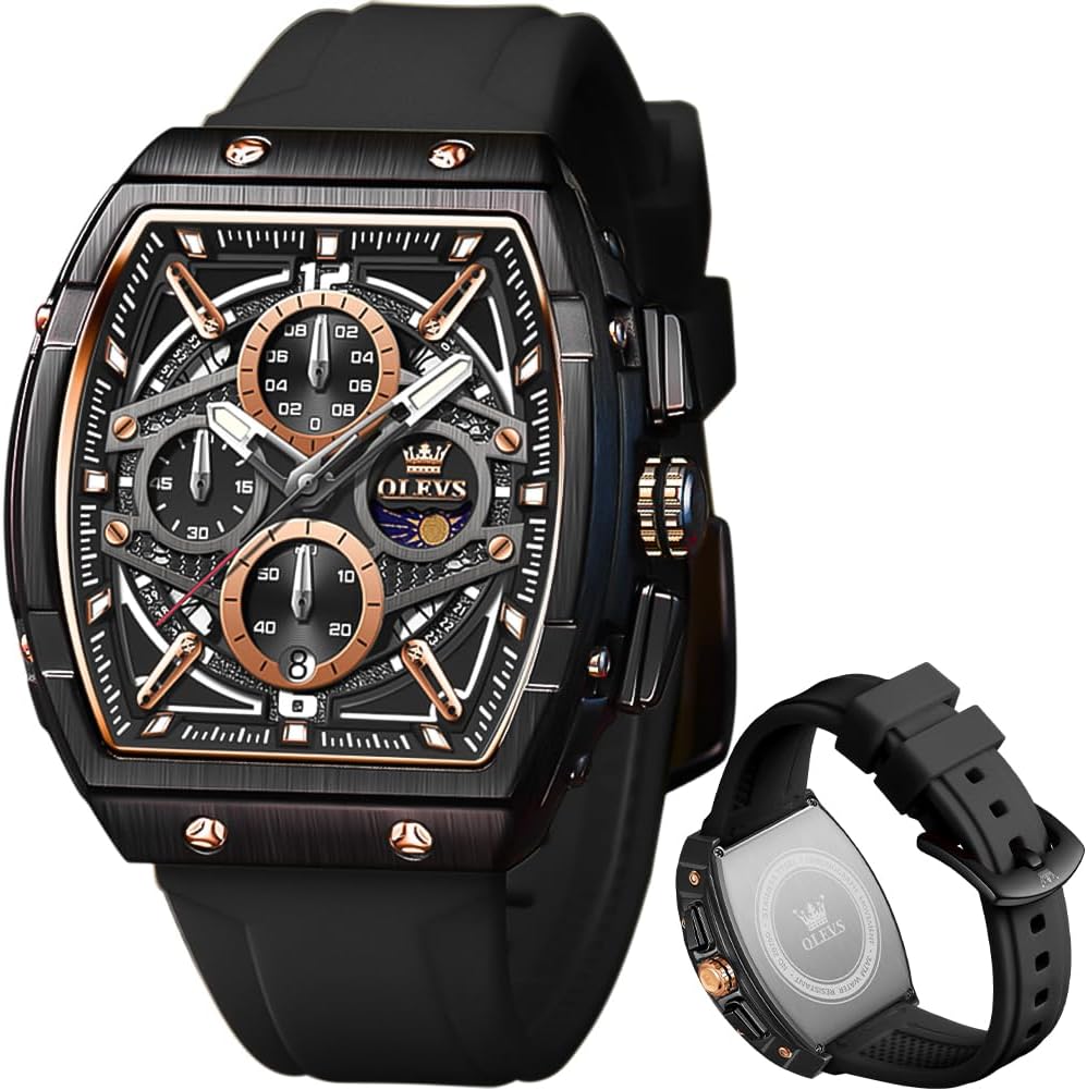OLEVS Mens Black Watch Luxury Dress Watch Only $368 at Amazon