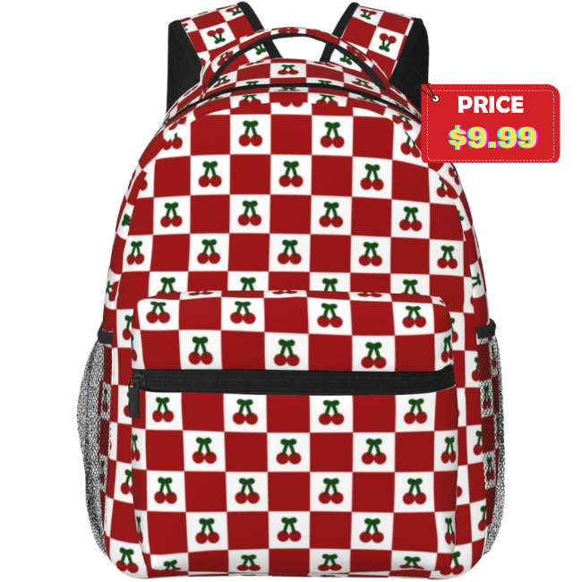 Cherry Red Checkered Backpack Deal: Save 55%