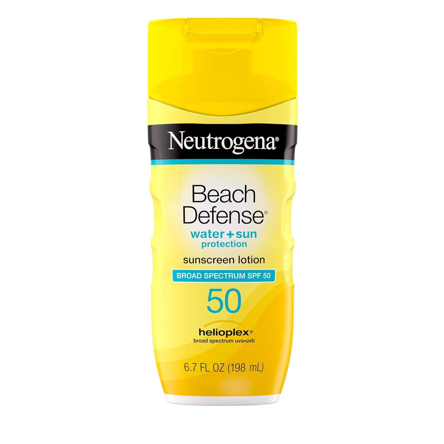Neutrogena Beach Defence SPF 50 sunscreen bottle with Amazon $7.88 sale tag