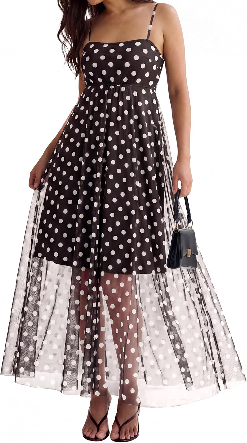 Glamaker Polka Dot Maxi Dress Only $46 at Amazon