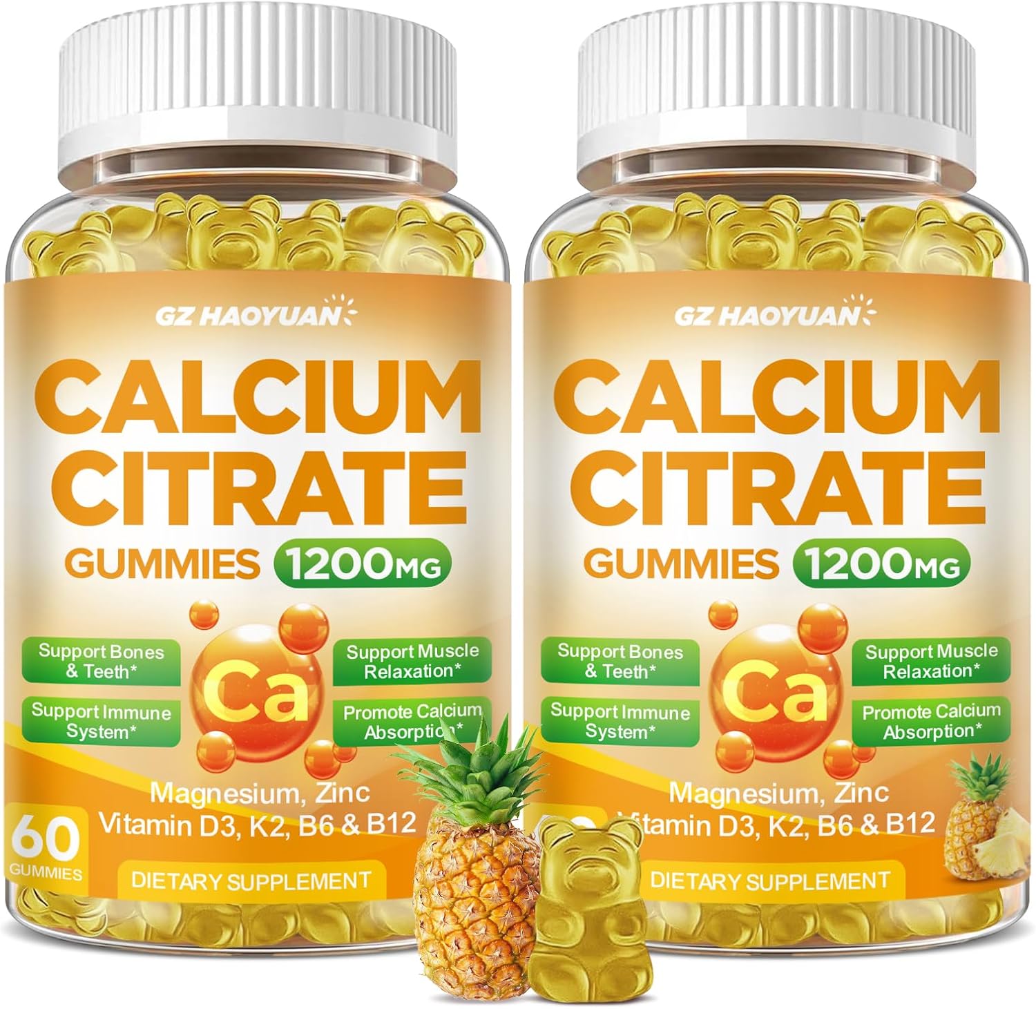 Calcium Citrate Gummies 120-count supplements on Amazon with Vitamin D3, K2, Magnesium, and Zinc for