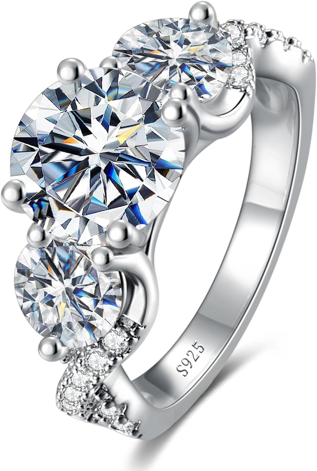 LOIPURI 4.6CT 3 Stone Moissanite Engagement Ring, D Color VV deal at Amazon