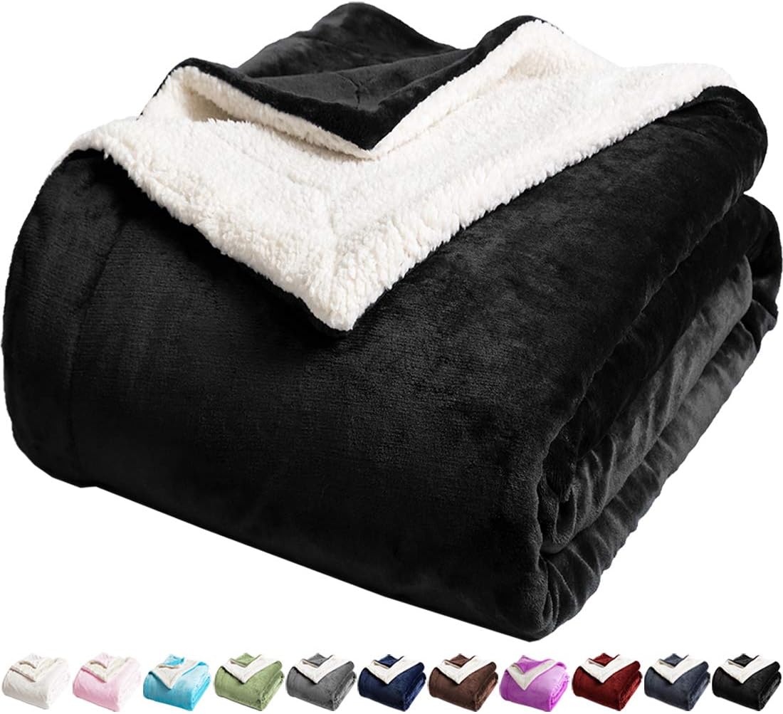 LBRO2M Double Sided Sherpa Blanket in Black on Amazon