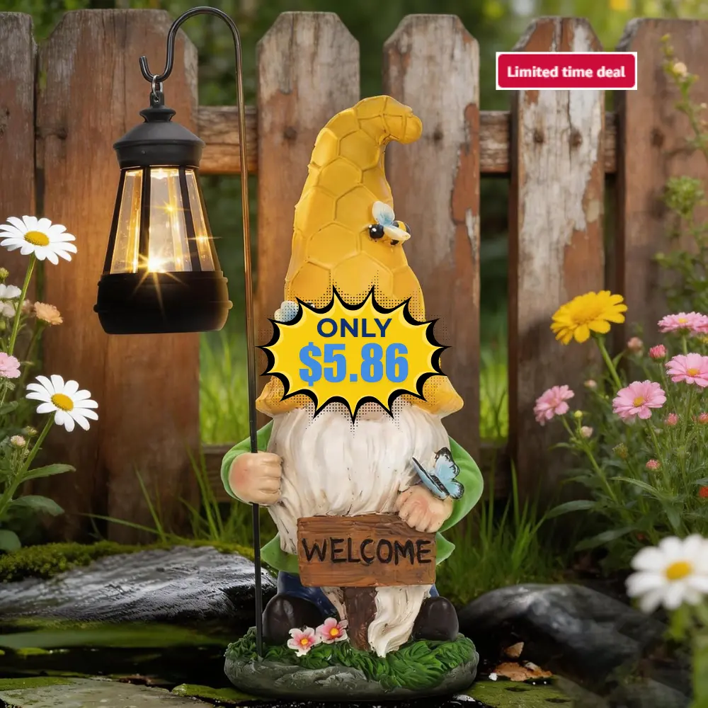 Solar Garden Gnome Statue with Lantern Deal: Save 32%