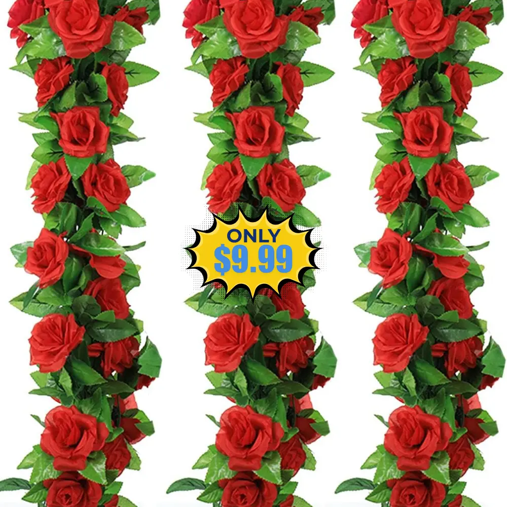 4 Pack Fake Rose Vine Flowers Plants Deal: Save 60%