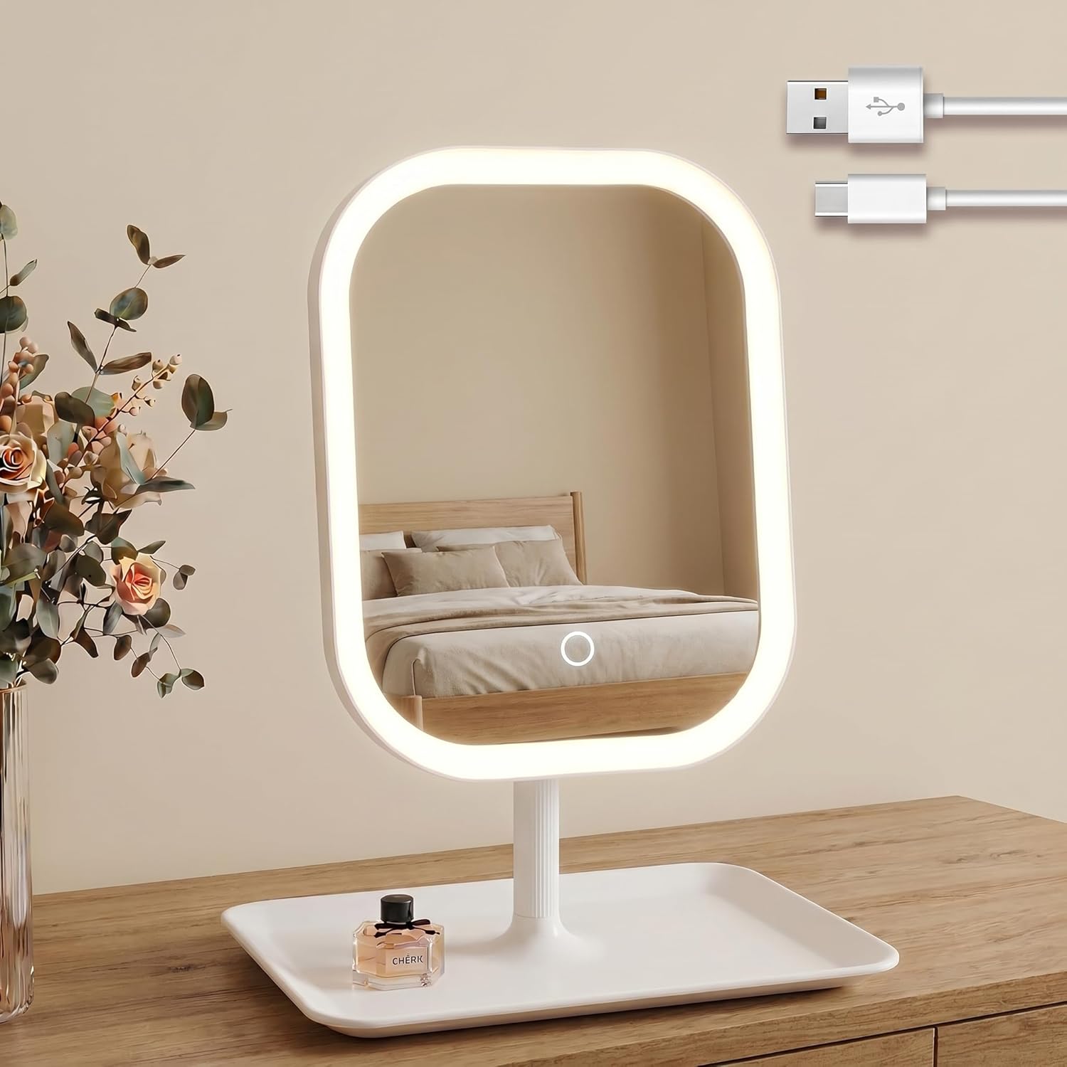 Touch-Sensitive Vanity Mirror with LED Lights Only $9.99 at Amazon