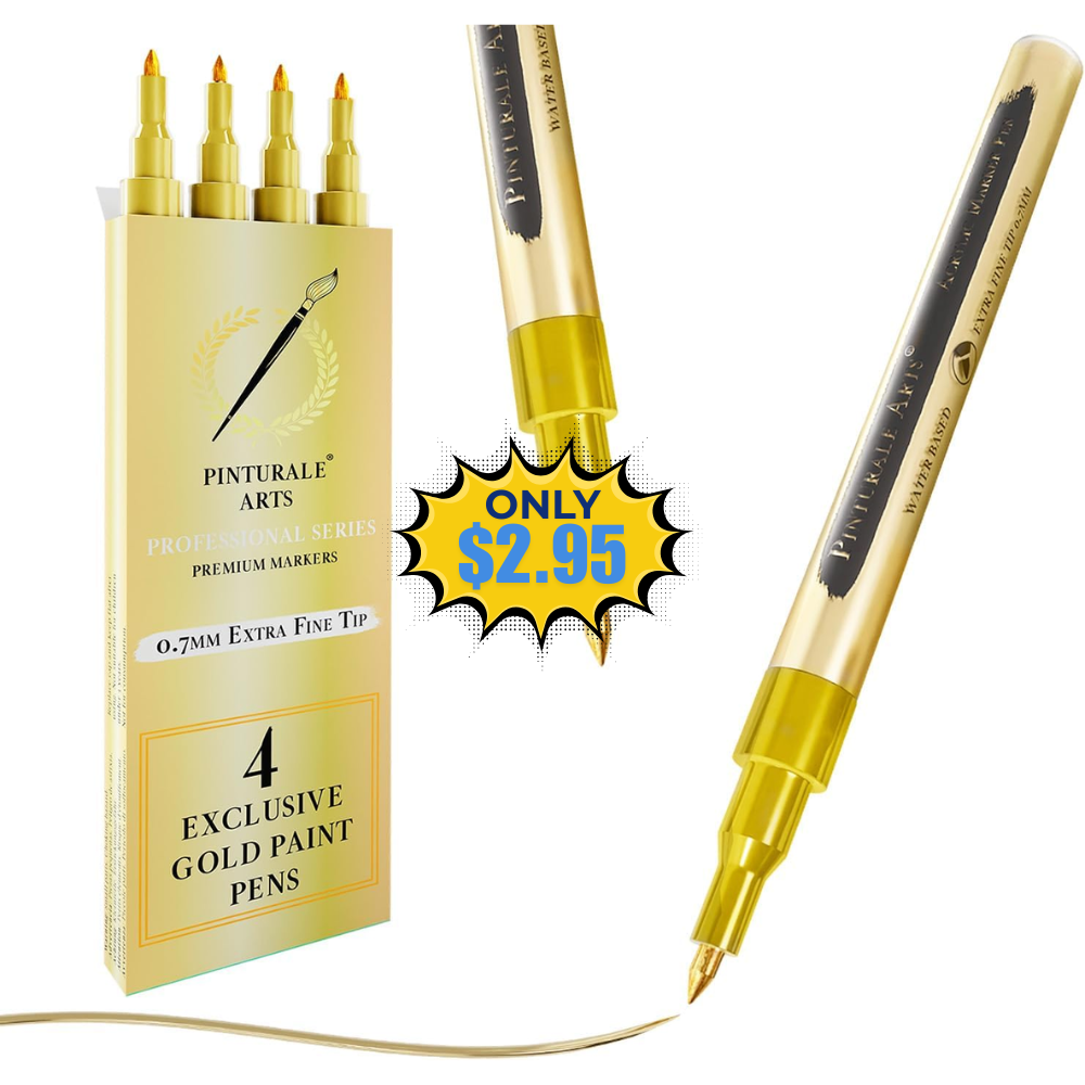 Pinturale Arts 4 Gold Paint Pen Fine Tip Deal: Save 25%