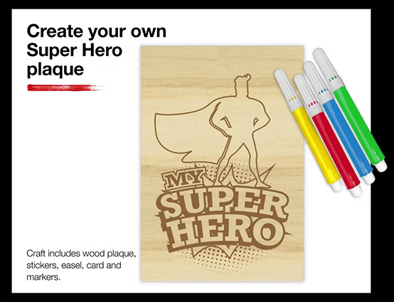 Free Super Hero Plaque Craft Event at JCPenney