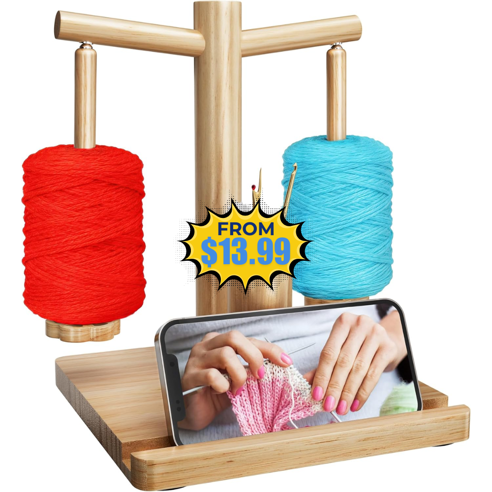Wooden Double Spindles Yarn Holder Deal: Save 53%