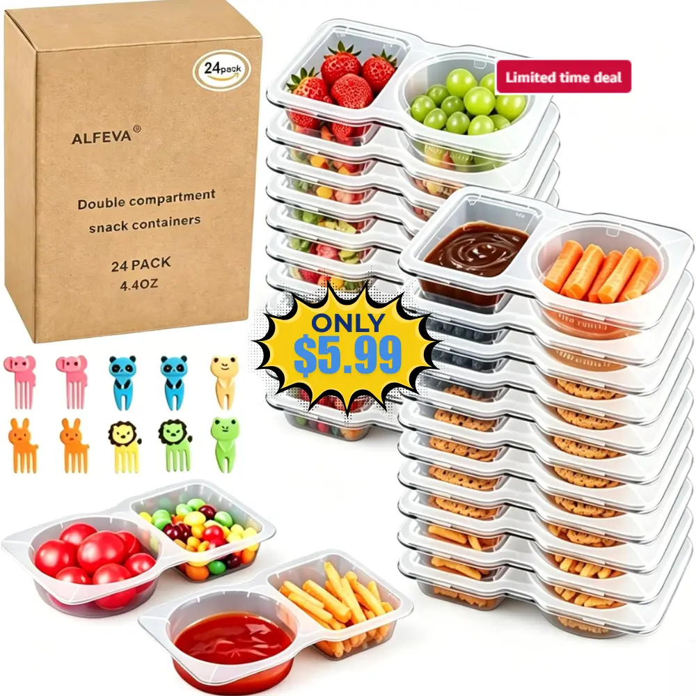 ALFEVA 24 Pcs Reusable Snack Containers Deal: Save 25%