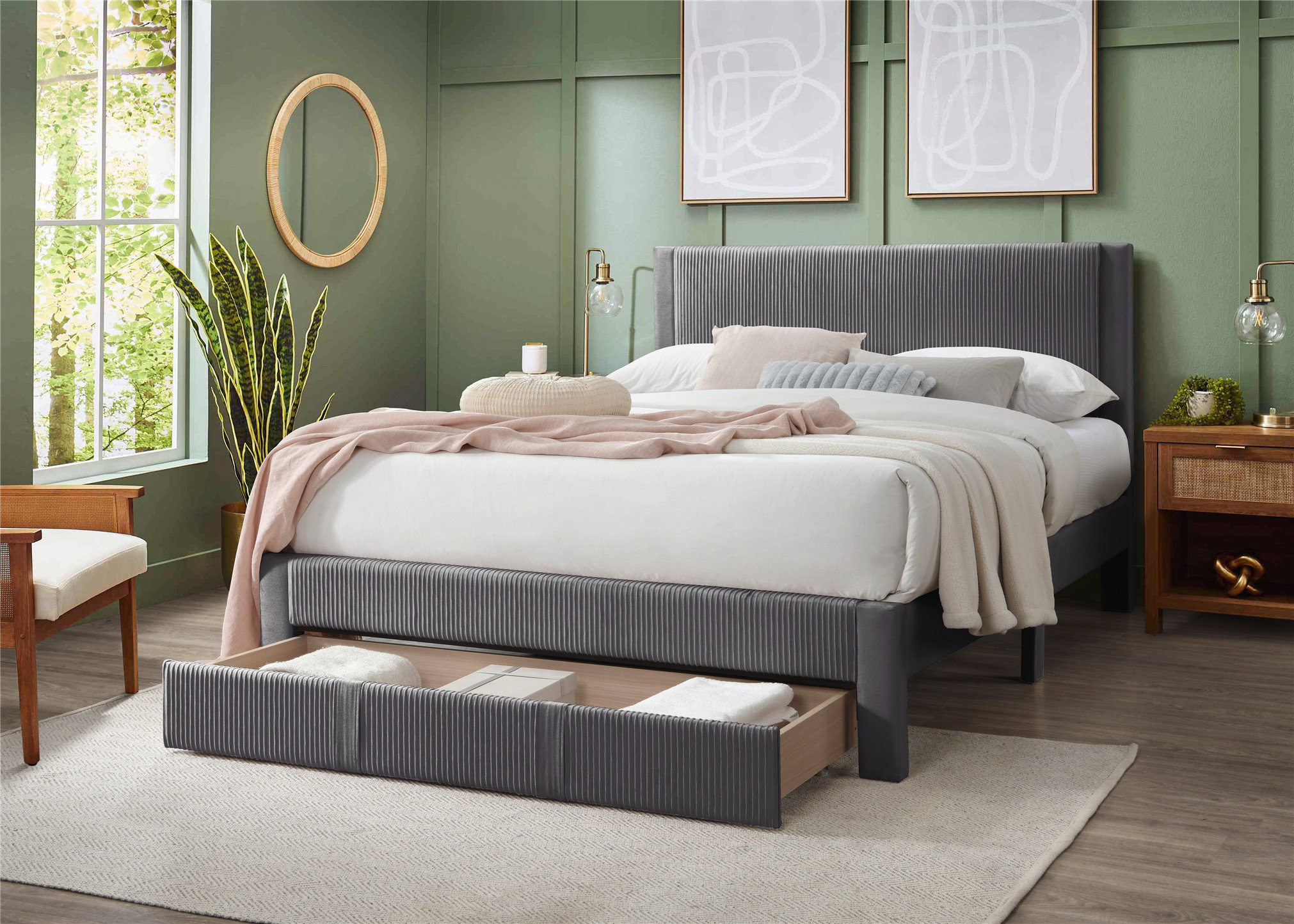 Corduroy Platform Bed with Drawers Deal at Wayfair: $148