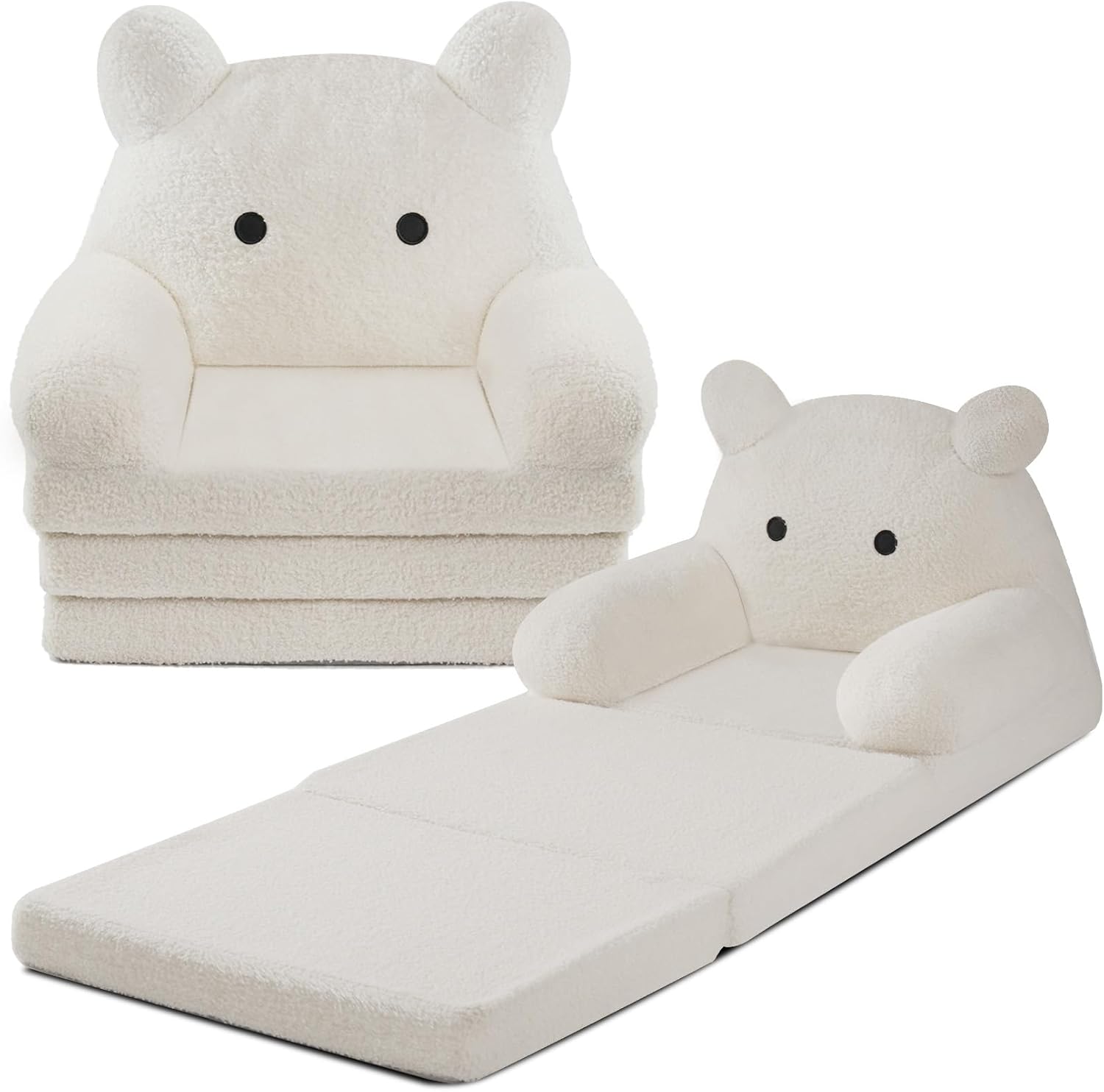 Tsinglax Foldable Kids Sofa, Sherpa Teddy Bear Only $39.99 at Amazon