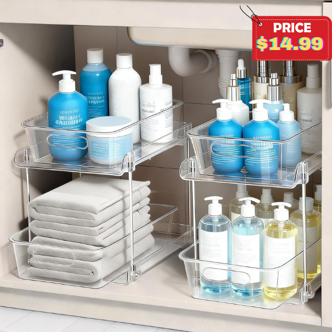 2 Tier Under Sink Organizer Deal: Save 50%