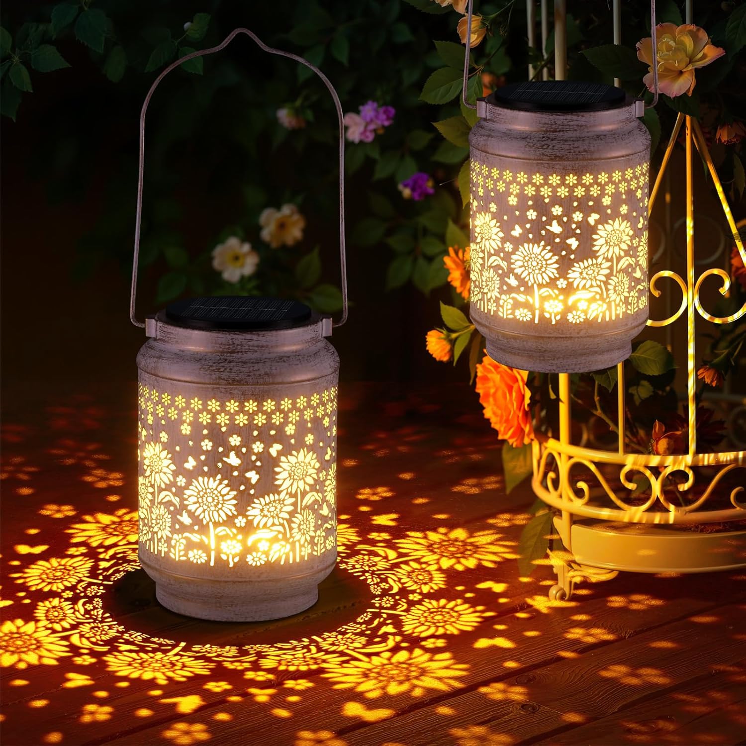2-Pack Solar Hanging Sunflower Lanterns Deal