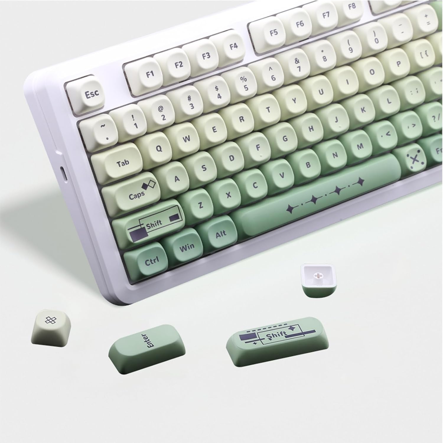 AKepopery MOA PBT Keycaps 134-Key Gradient Green Set on Amazon