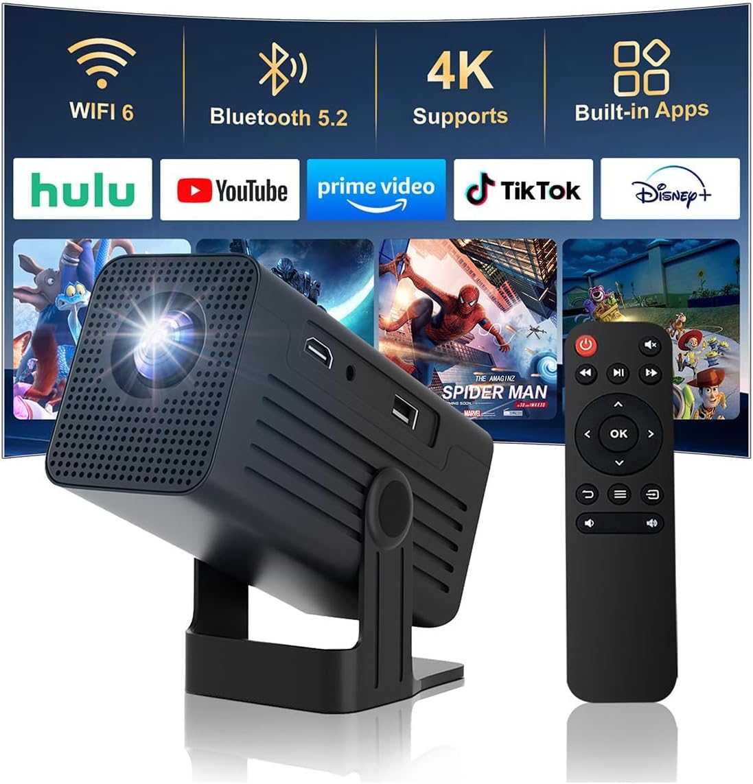 Mini Projector with WiFi and Bluetooth,4K Only $59.99 at Amazon