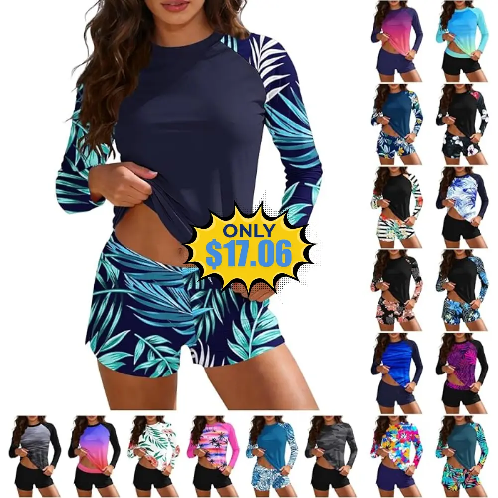 Rash Guard Swimsuit Women Two Piece Deal: Use promo code PATH8855