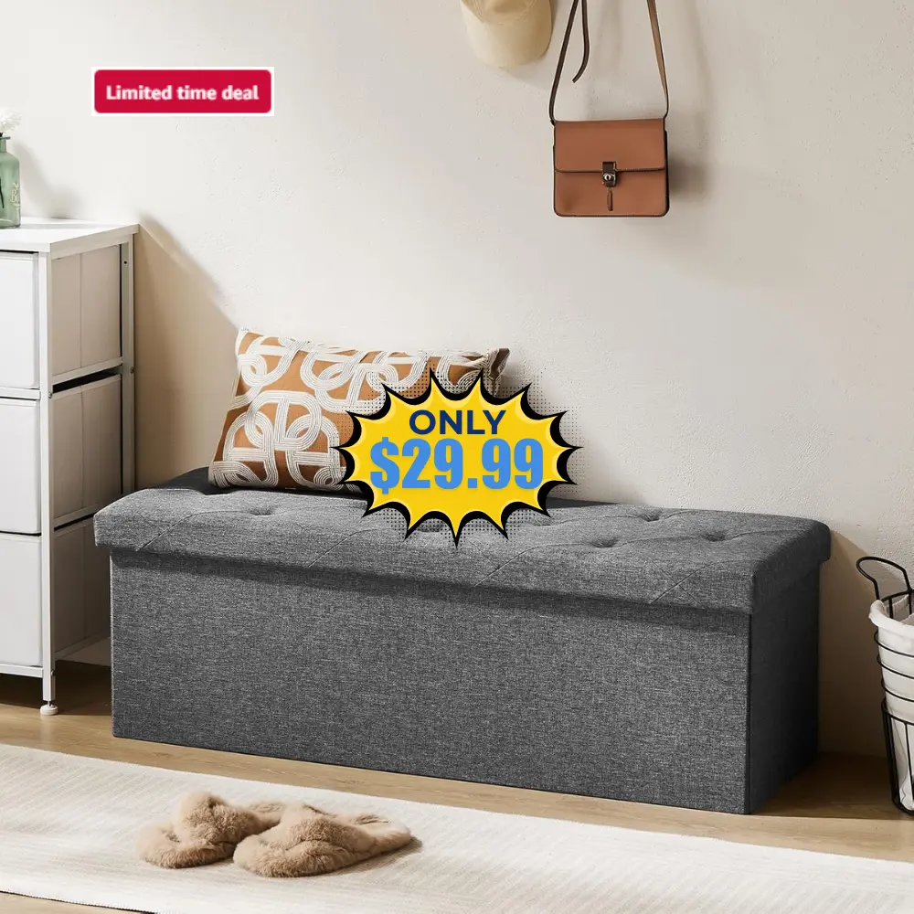 DUMOS 43 Inch Folding Storage Ottoman Bench Deal: Save 40%