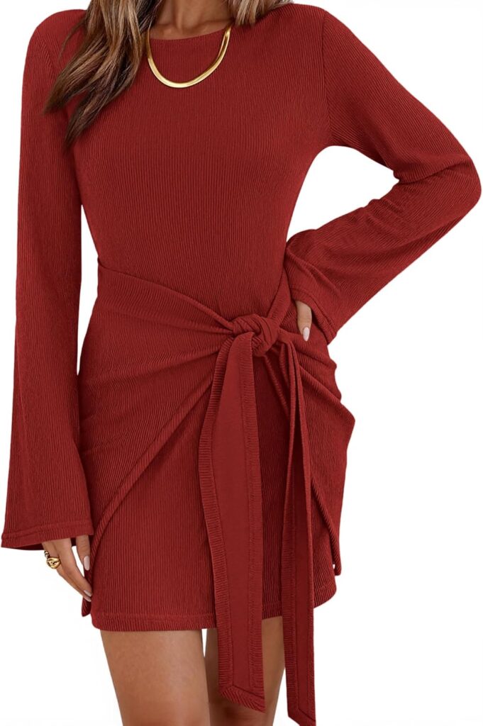 red casual dress amazon dowerme Women's Mini 2026 Bell Only $45.xx at searchable:plunge neck Spring Wedding Guest Dresses strapless sundresses for women Color:Fuchsia/Pink*