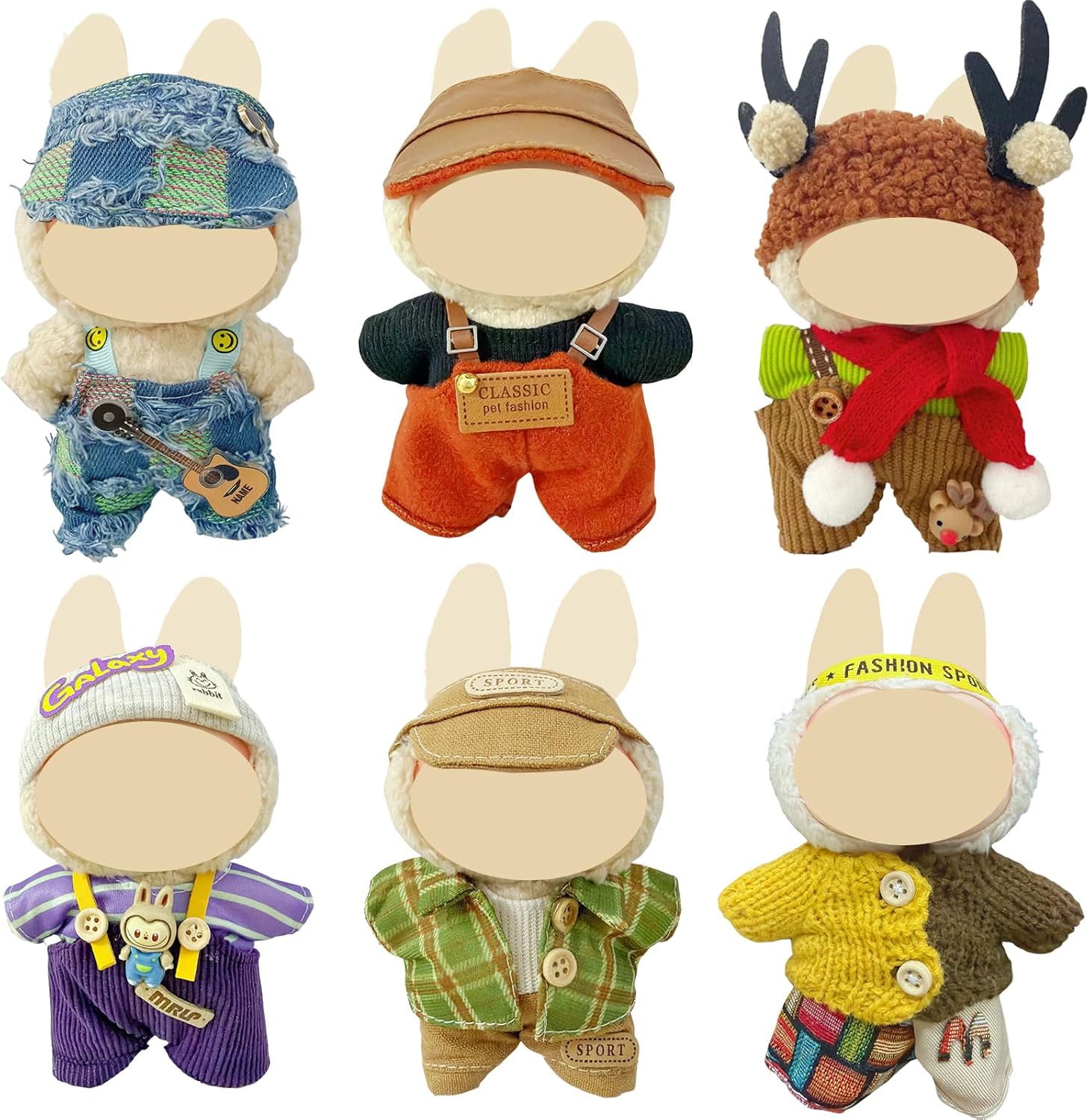 Ezcora 6 Sets Doll Clothes for Labubu Dolls on Amazon with hats and accessories