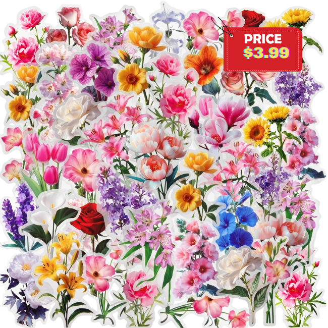 20 PCS Flower Stickers Deal: Save 50%