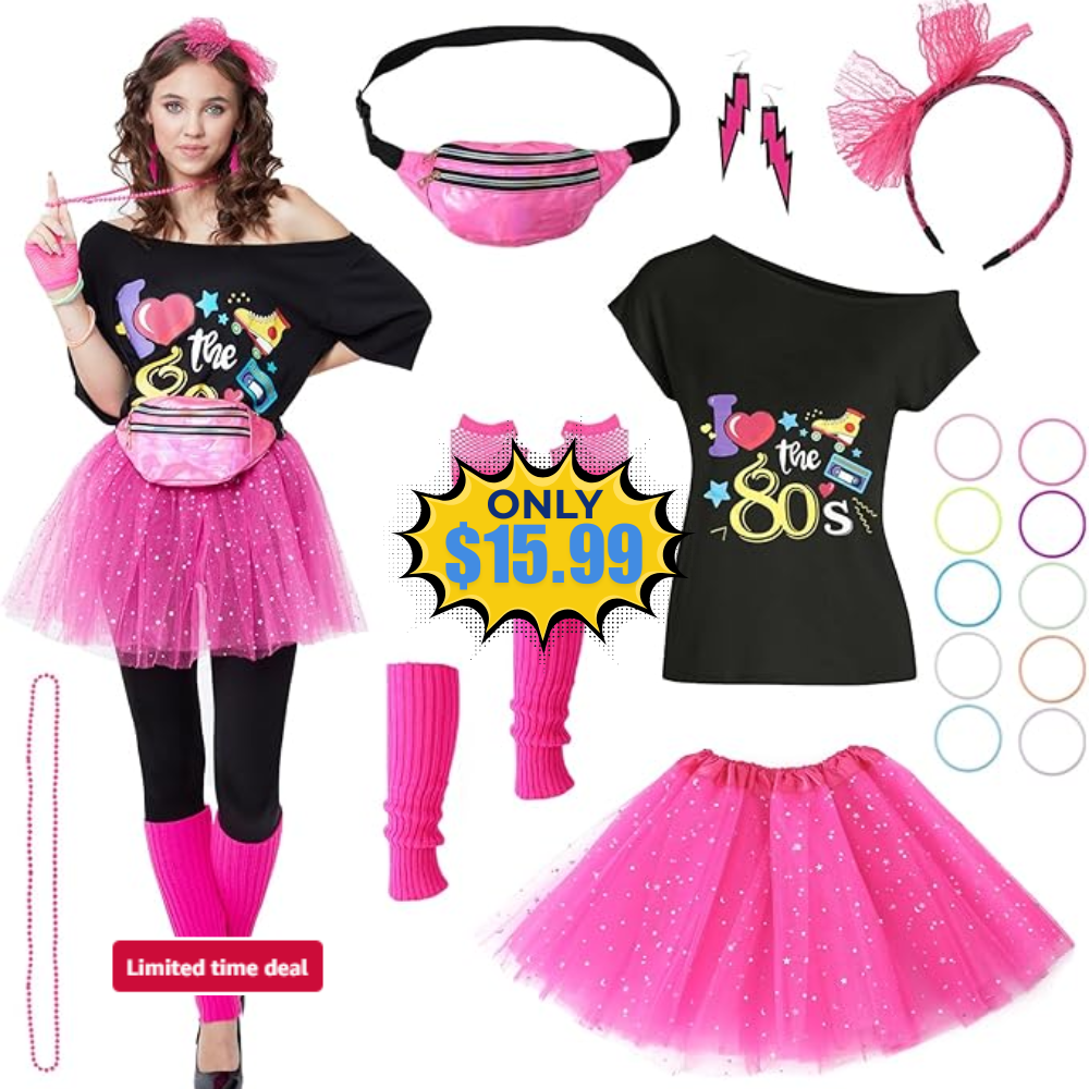 PARTTELY 80s Outfits Costume Accessories Deal: Save 50%