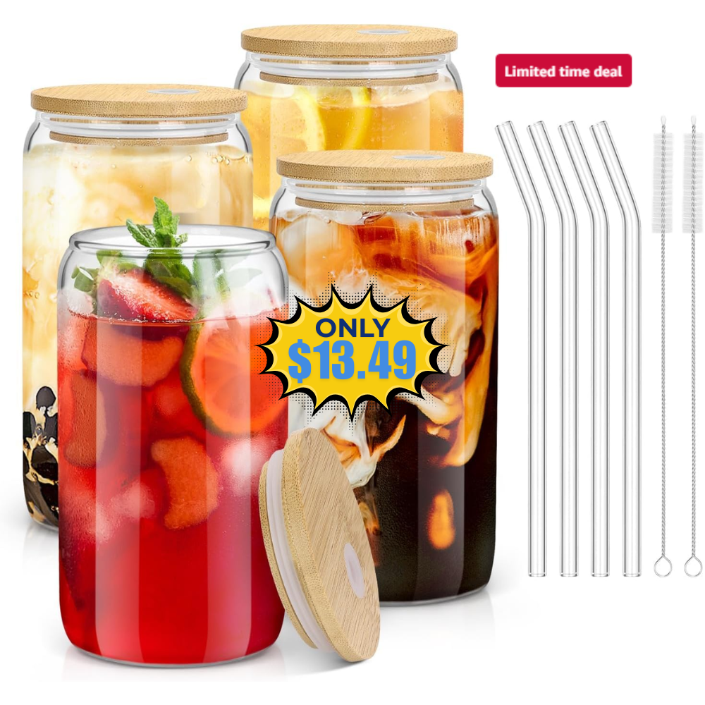 sungwoo 4PCS Glass Cups 16OZ Deal: Save 16%