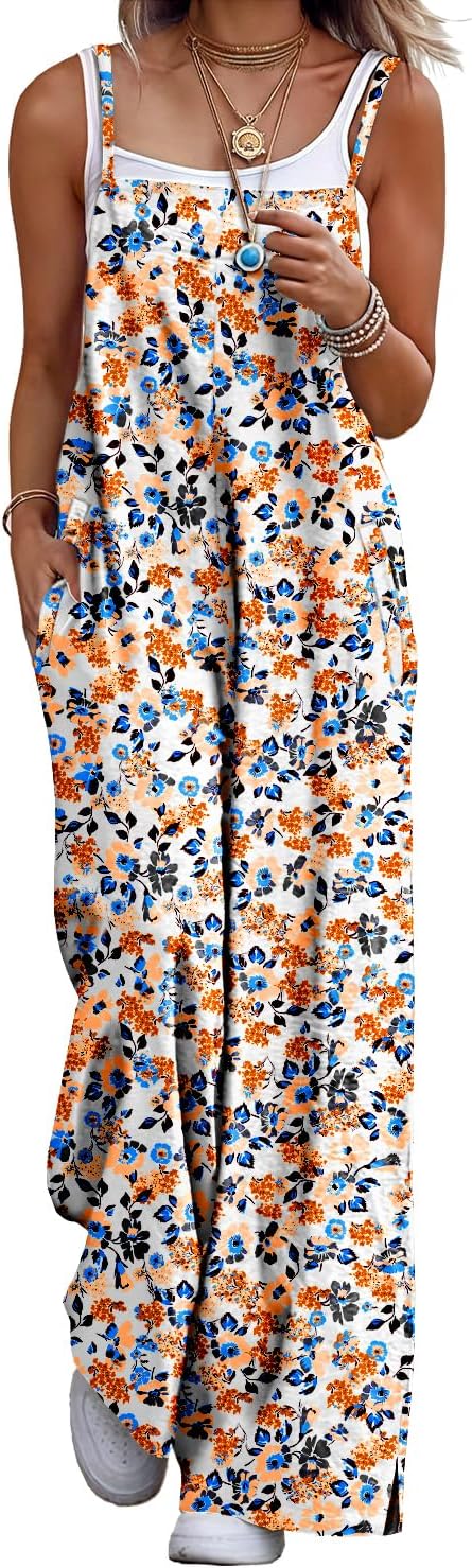 YESNO Women's Summer Boho Cotton Casual Jumpsuits Wide Leg O deal at Amazon