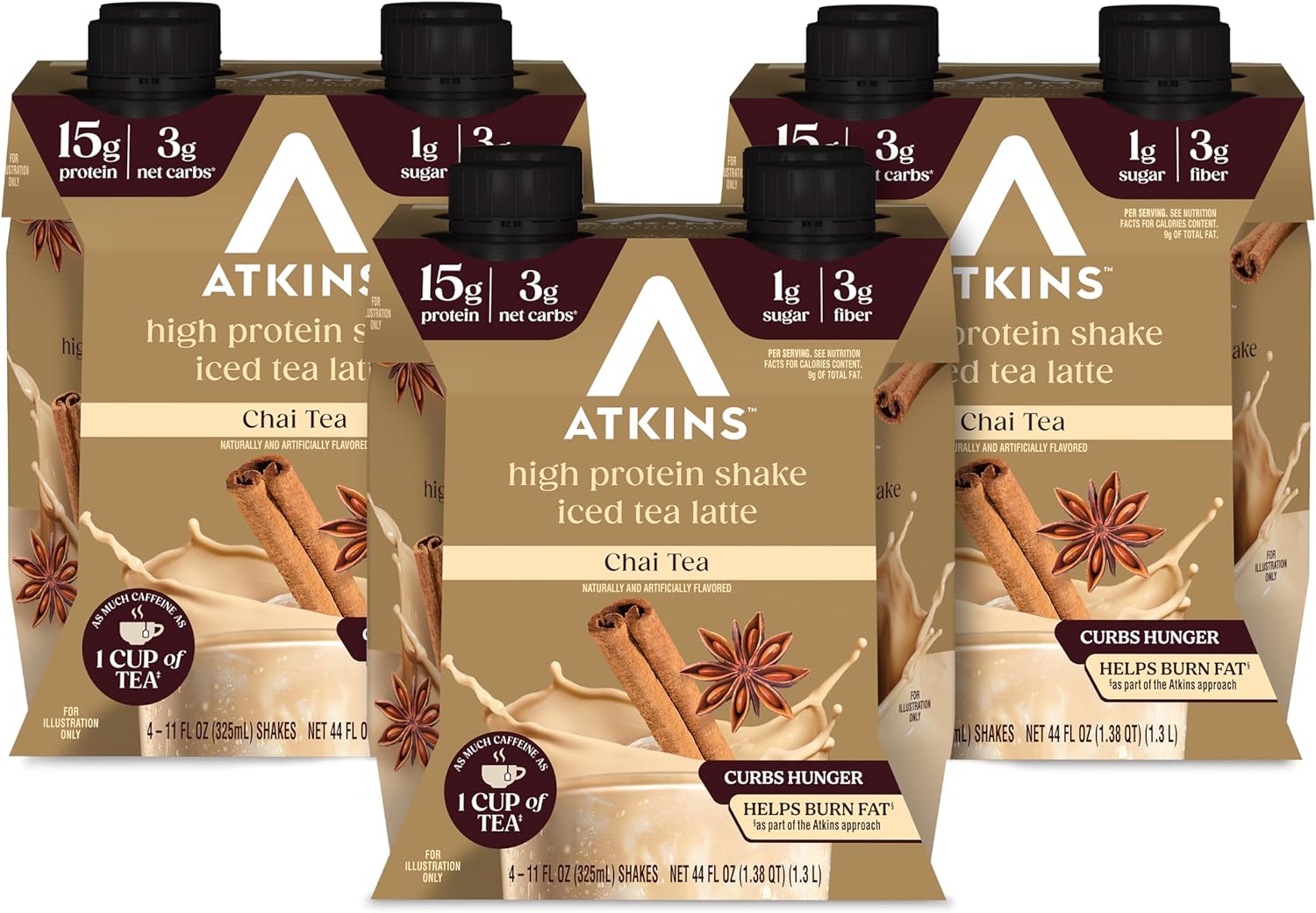 Atkins Chai Tea Latte Protein Shake 12-count boxes on Amazon