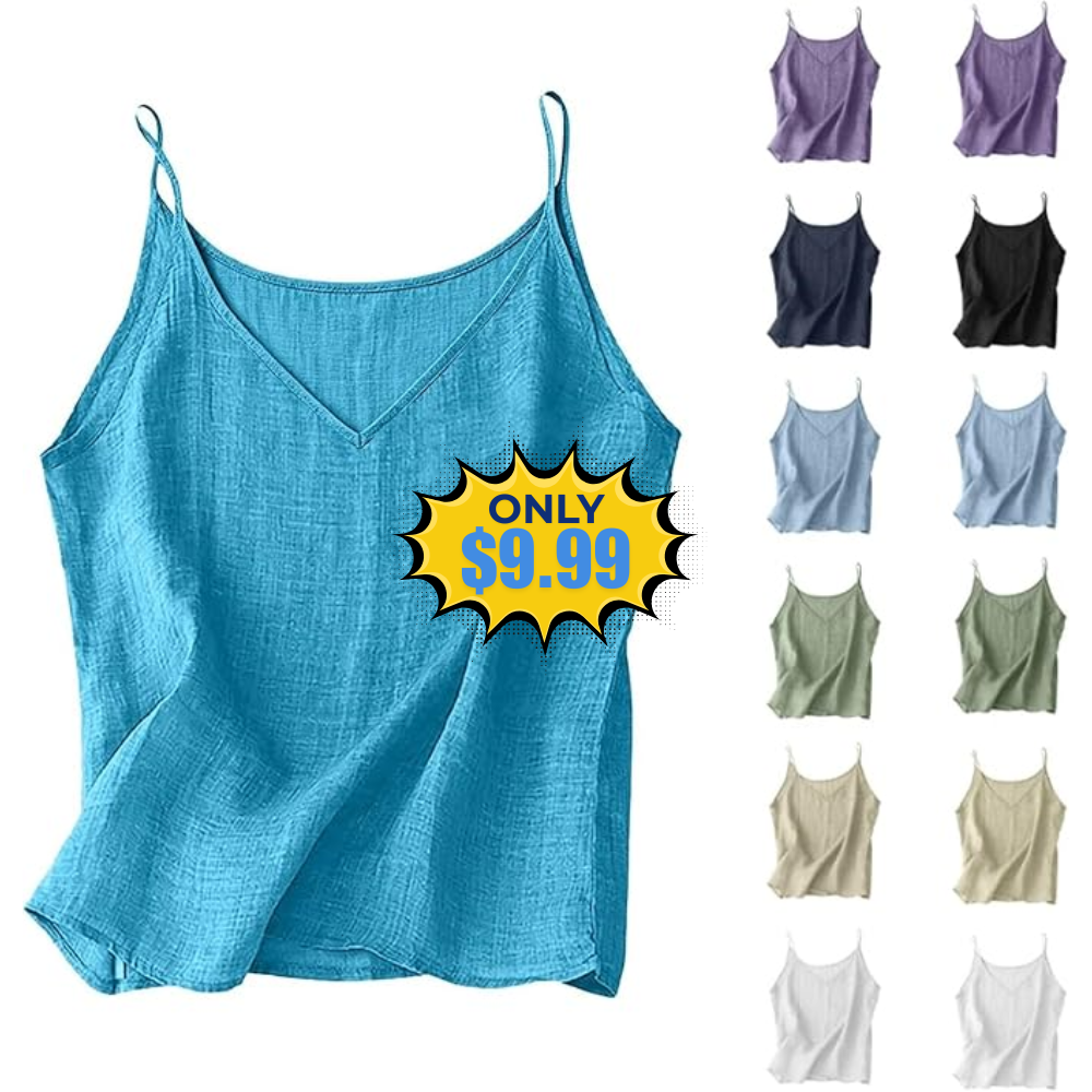 Women Linen Spaghetti Strap Tops Deal: Save with LUSM4EKB Promo Code