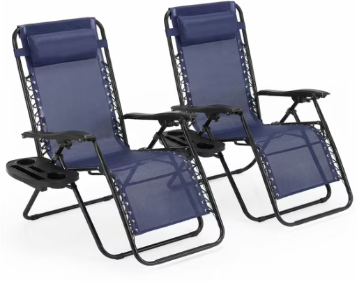 Alvantor Zero Gravity Folding Lounge Chairs 2-Pack at Walmart, black chairs folded for storage