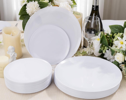 200 Heavy Duty White Disposable Dinner & Dessert Plates Deal