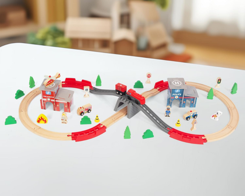 60-Piece Wooden Train Toy Set Deal