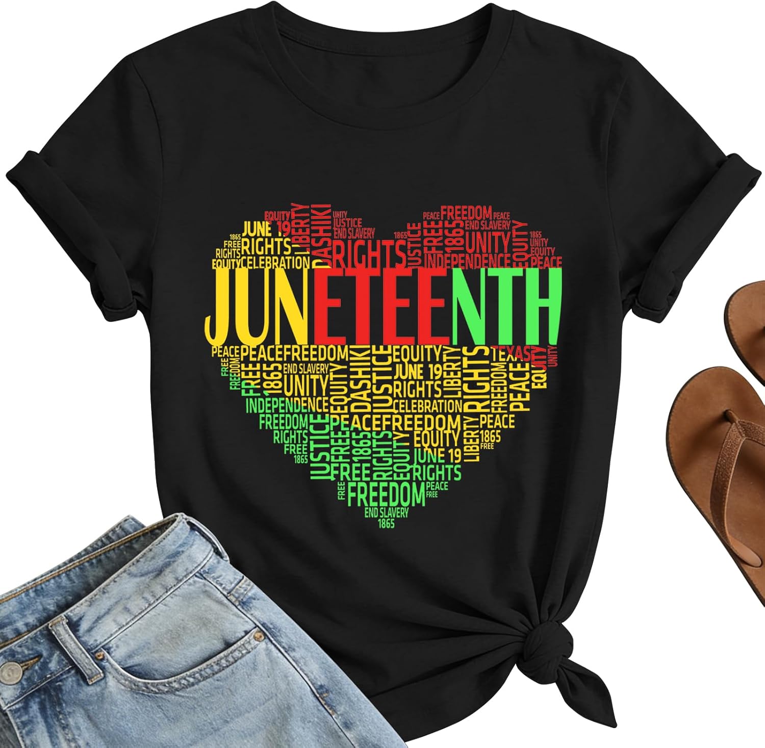 Juneteenth Shirts Women Heart Black History Shirt 1865 Afric deal at Amazon