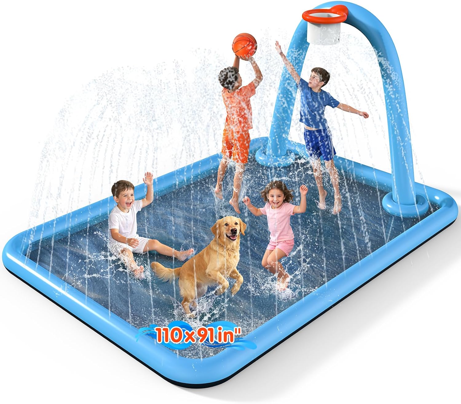 Instraella Splash Pad, 110x91'' 2-in-1 Large Sprinkler Mat w deal at Amazon